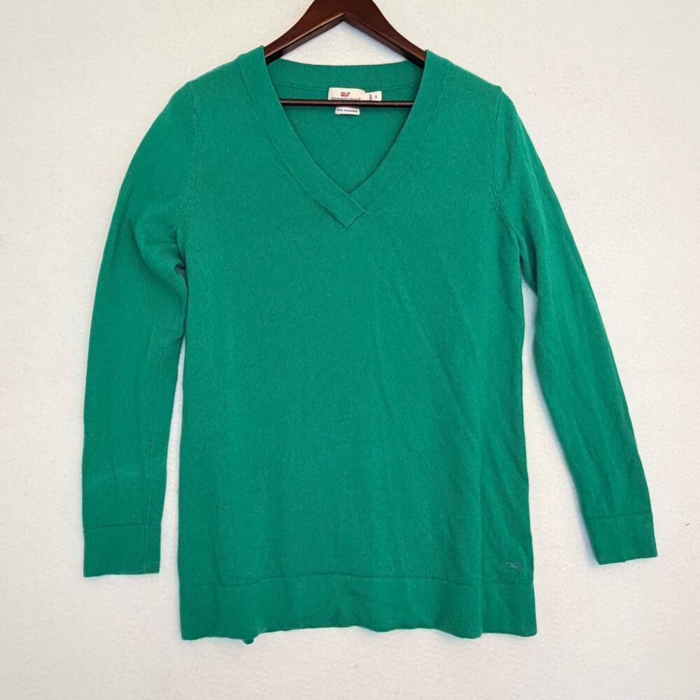 Vineyard Vines Wool Cashmere V-Neck Sweater Women’s S Green Fall
